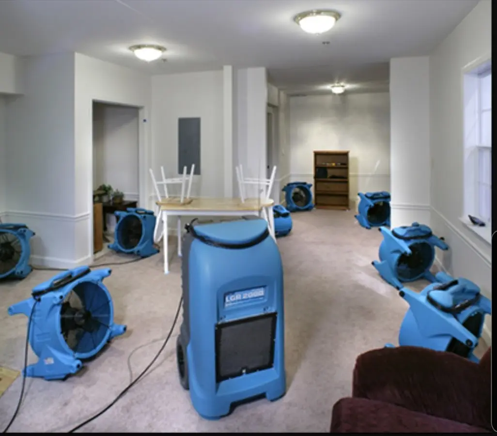 Air movers and dehumidifier setup for Water Extraction & Removal in Boulder Hill