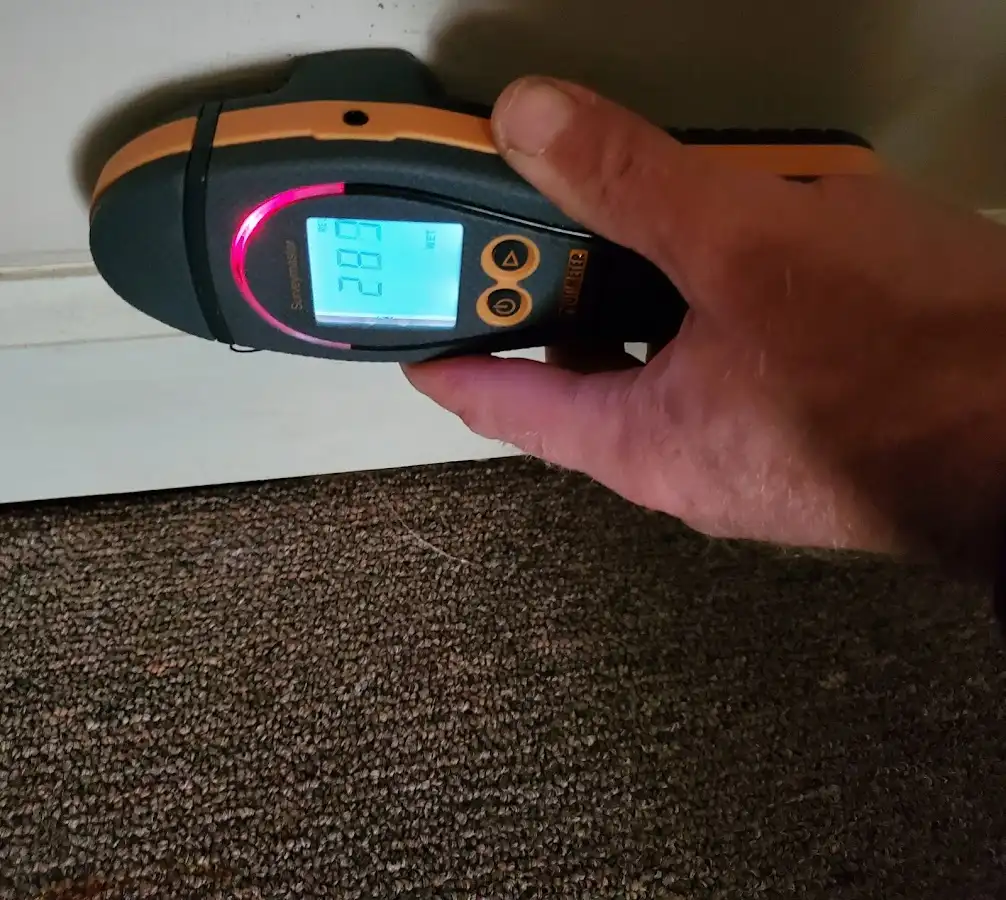 Moisture detection at baseboard during Sewage Cleanup & Sanitation in Boulder Hill